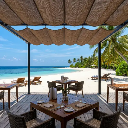 Paranet ombak untuk area makan resort pantai