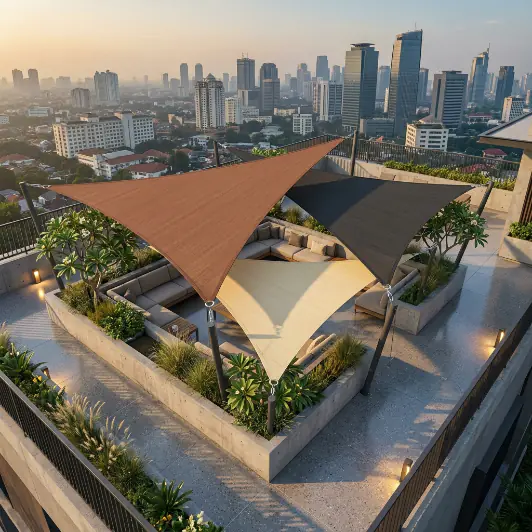 Paranet model segitiga di rooftop